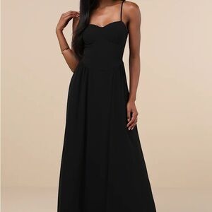 Lulus Exuding Excellence Black Sleeveless Bustier Maxi Dress